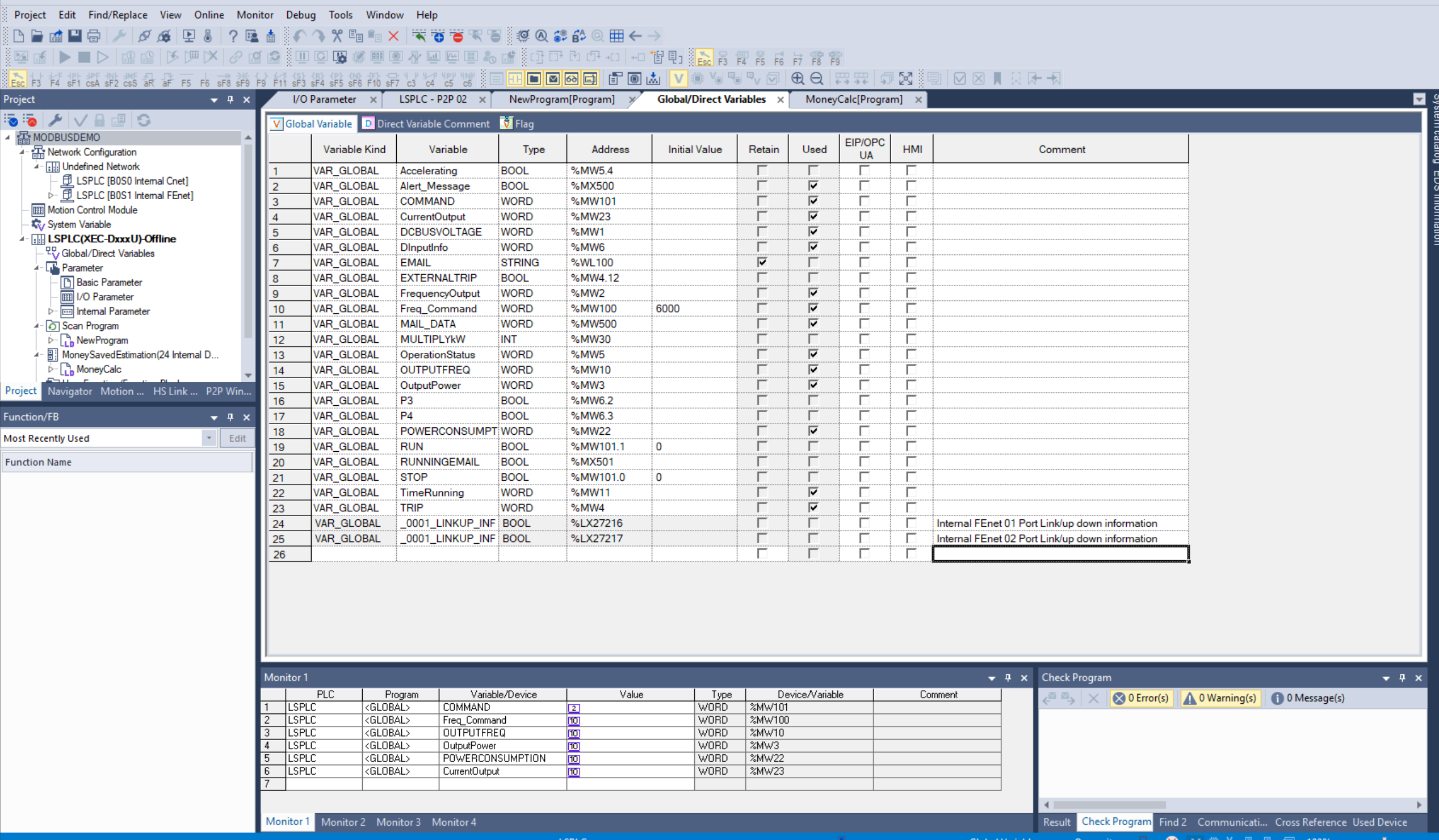 Solution Square : Monitoring Variables in XG5000